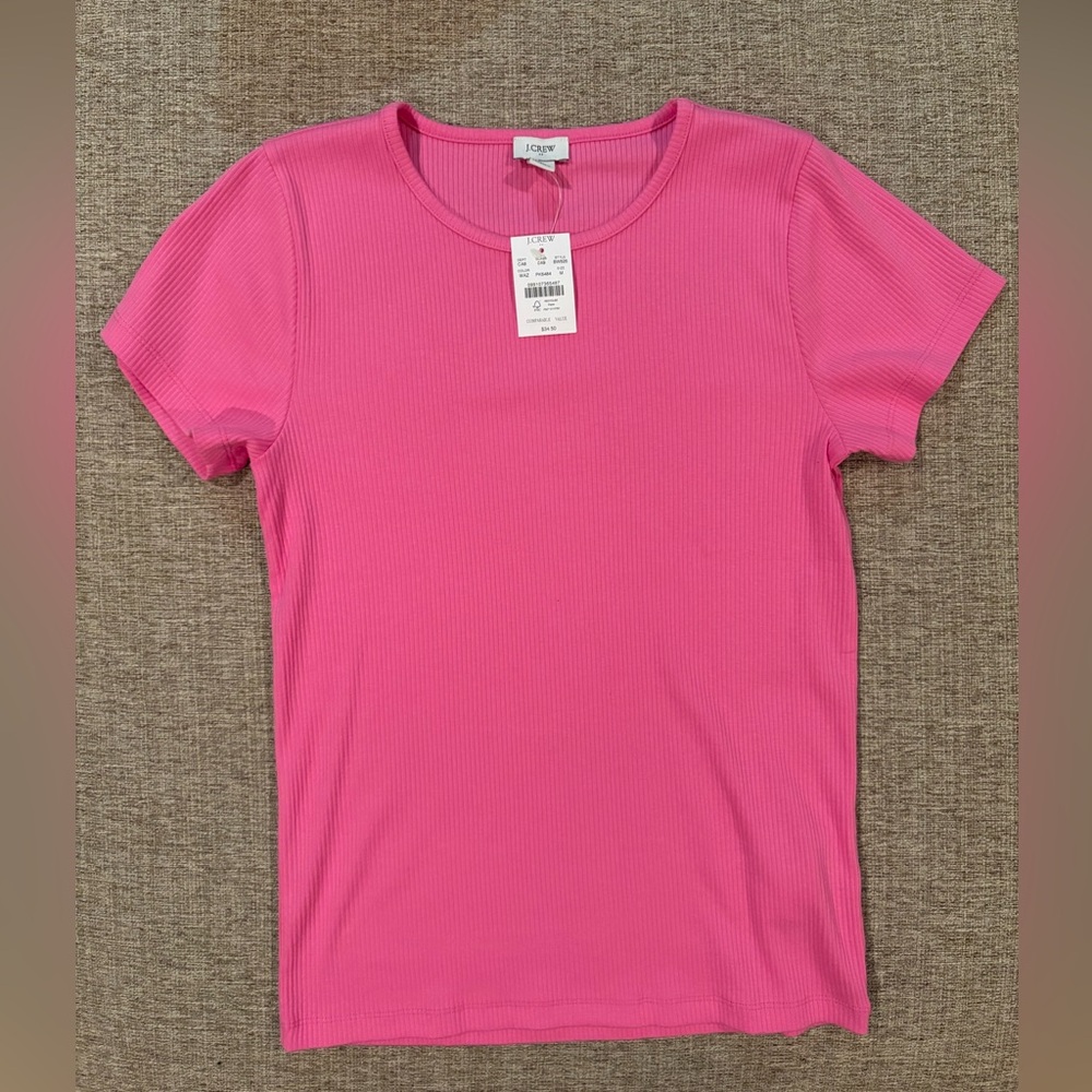 J. Crew Fuchsia Ribbed Short Sleeve Tee